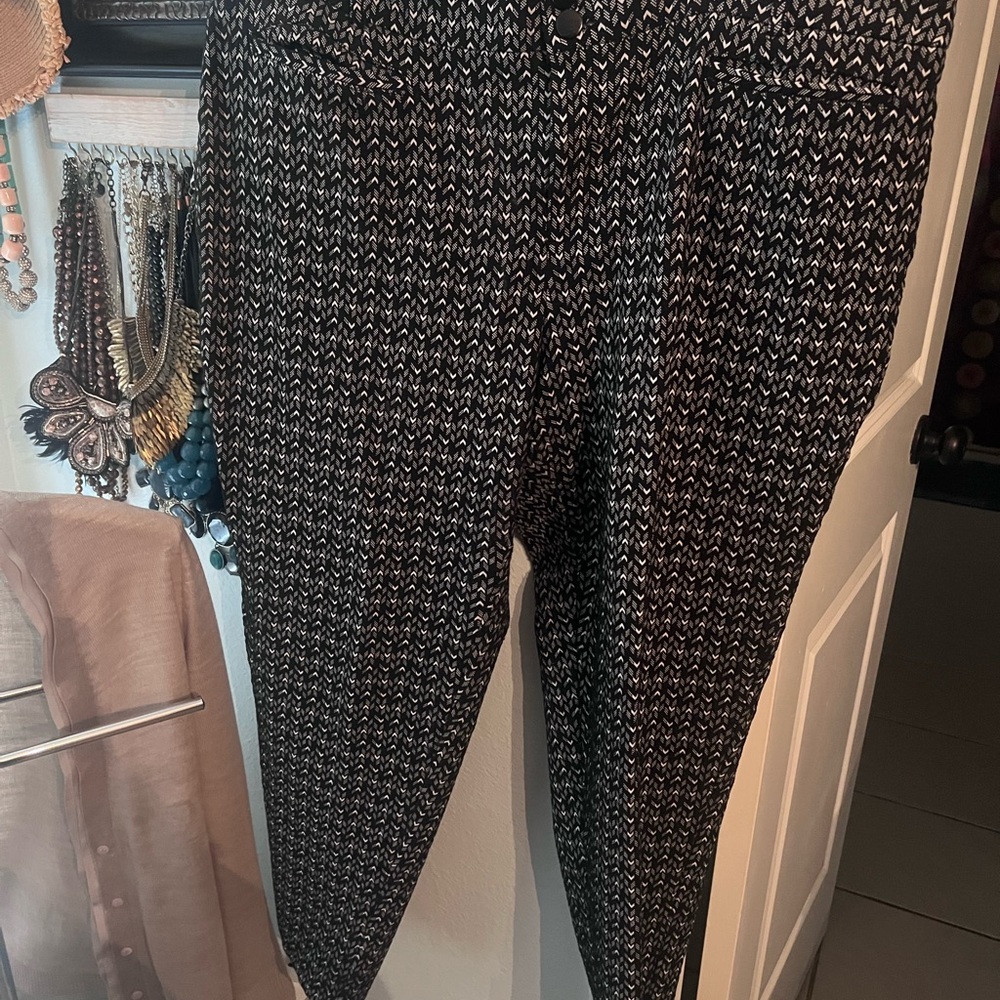 Cato Black and White Patterned Straight Leg Pants